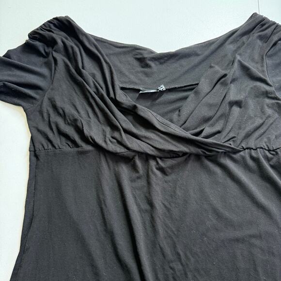 Asos Design Top Womens 18 Black Long Sleeve Surplice Neck Whimsigoth Flattering - Picture 7 of 9